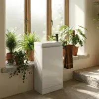 400mm Waterproof Vanity Unit with Ceramic Basin | White | Lifetime Guarantee