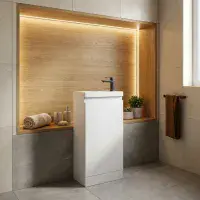 400mm Waterproof Vanity Unit with Ceramic Basin | White | Lifetime Guarantee