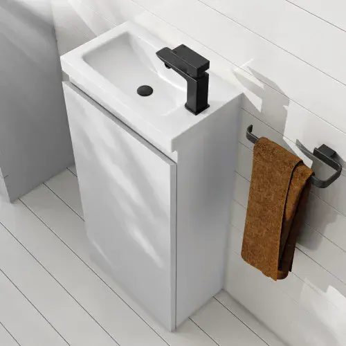 400mm Waterproof Vanity Unit with Ceramic Basin | White | Lifetime Guarantee