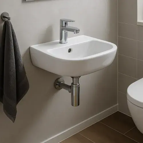 45cm x 35cm 1 Tap Hole Cloakroom Basin with Overflow - White