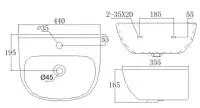 45cm x 35cm 2 Tap Hole Ceramic Cloakroom Basin with Overflow - White