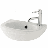 490 x 220mm 1 Tap Hole Cloakroom Basin with Overflow - White
