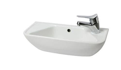 490 x 220mm 1 Tap Hole Cloakroom Basin with Overflow - White