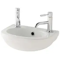 490 x 220mm 2 Tap Hole Cloakroom Basin with Overflow - White