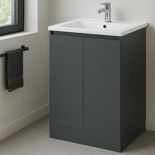 500mm Waterproof Vanity Unit with Ceramic Basin | Matt Grey | Lifetime Guarantee