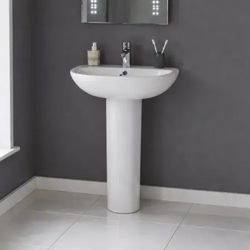 550mm F60 Round Basin with Pedestal - 1 Tap Hole