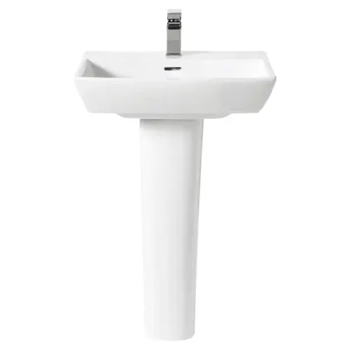 550mm F60C Sanitaryware Basin with Pedestal - 1 Tap Hole