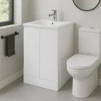 600mm Waterproof Vanity Unit with Ceramic Basin - Gloss White - Lifetime Guarantee