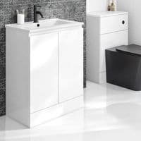 600mm Waterproof Vanity Unit with Ceramic Basin - Gloss White - Lifetime Guarantee