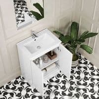 600mm Waterproof Vanity Unit with Ceramic Basin - Gloss White - Lifetime Guarantee