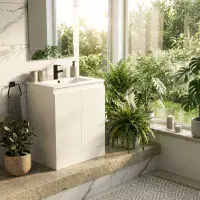 600mm Waterproof Vanity Unit with Ceramic Basin - Gloss White - Lifetime Guarantee