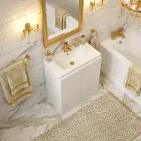 600mm Waterproof Vanity Unit with Ceramic Basin - Gloss White - Lifetime Guarantee