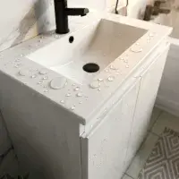 600mm Waterproof Vanity Unit with Ceramic Basin - Gloss White - Lifetime Guarantee