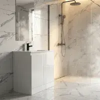 600mm Waterproof Vanity Unit with Ceramic Basin - Gloss White - Lifetime Guarantee