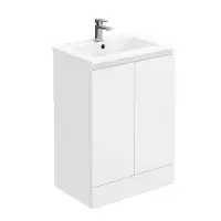 600mm Waterproof Vanity Unit with Ceramic Basin - Gloss White - Lifetime Guarantee