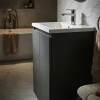 600mm Waterproof Vanity Unit with Ceramic Basin - Matt Grey - Lifetime Guarantee