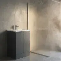 600mm Waterproof Vanity Unit with Ceramic Basin - Matt Grey - Lifetime Guarantee