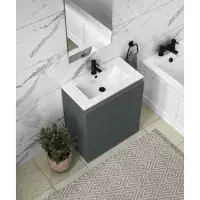 600mm Waterproof Vanity Unit with Ceramic Basin - Matt Grey - Lifetime Guarantee