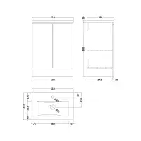 600mm Waterproof Vanity Unit with Ceramic Basin - Matt Grey - Lifetime Guarantee