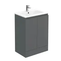 600mm Waterproof Vanity Unit with Ceramic Basin - Matt Grey - Lifetime Guarantee