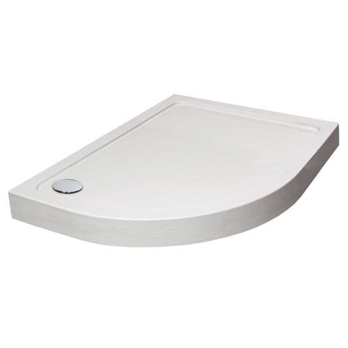 80mm Height Cast Stone Offset Quadrant Shower Tray - Right or Left Handed - White - Various Size