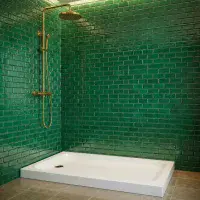 80mm Height Universal Cast Stone Rectangular Shower Tray - White - Various Size