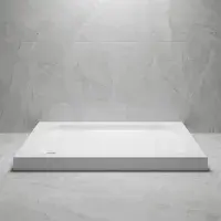 80mm Height Universal Cast Stone Rectangular Shower Tray - White - Various Size