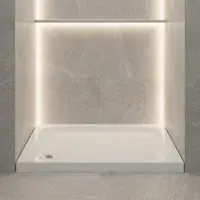 80mm Height Universal Cast Stone Rectangular Shower Tray - White - Various Size