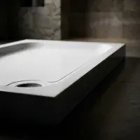 80mm Height Universal Cast Stone Rectangular Shower Tray - White - Various Size
