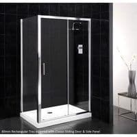 80mm Height Universal Cast Stone Rectangular Shower Tray - White - Various Size