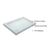 80mm Height Universal Cast Stone Rectangular Shower Tray - White - Various Size
