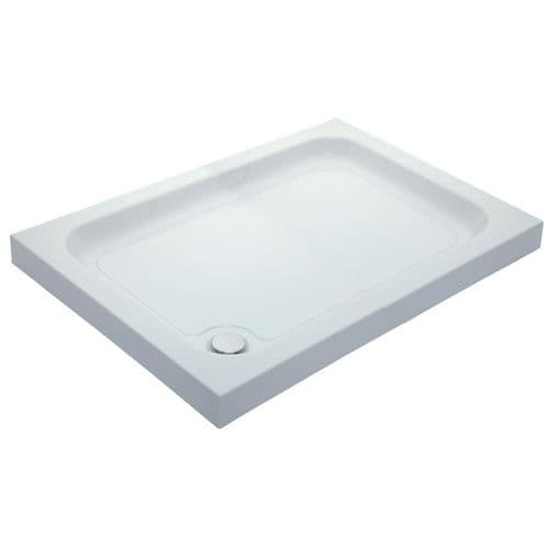 80mm Height Universal Cast Stone Rectangular Shower Tray - White - Various Size