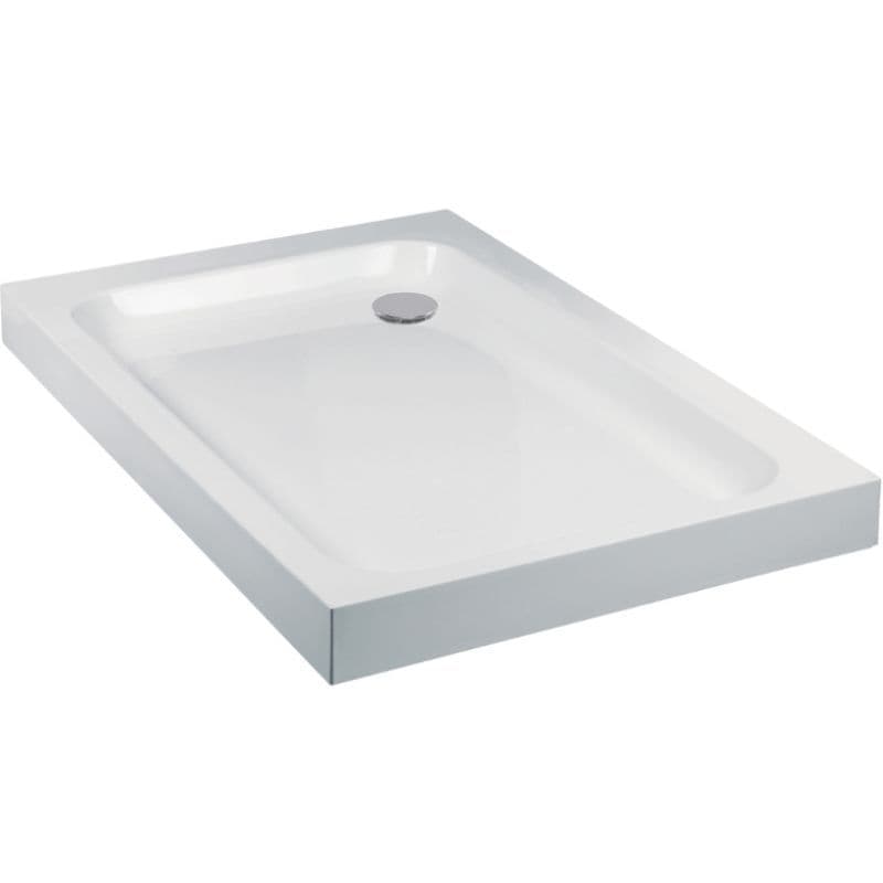 80mm High Rectangular Stone Resin Shower Tray - White - Various Size