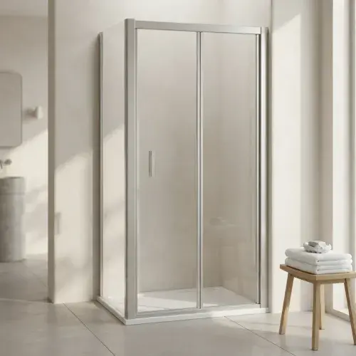 8mm F8 Chrome Bi-Fold Shower Door | 1950mm High | Space-Saving Toughened Safety Glass