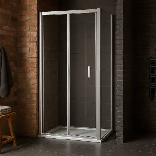 8mm F8 Chrome Bi-Fold Shower Door | 1950mm High | Space-Saving Toughened Safety Glass