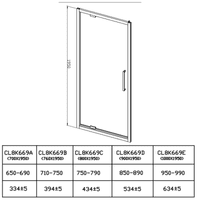 F8 8mm Chrome Pivot Shower Door | Various Sizes | Bathcenter