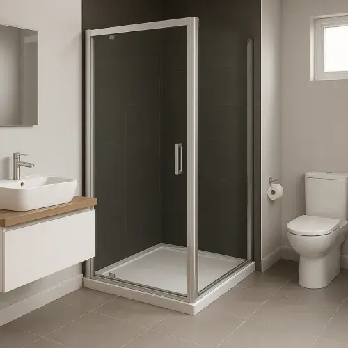 8mm F8 Chrome Pivot Shower Door | 1950mm High | Various Widths & Optional Side Panels