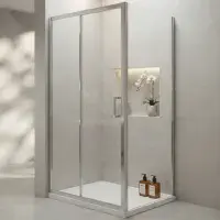 F8 8mm Chrome Sliding Shower Door | AquaShield Easy Clean Glass