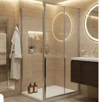 F8 8mm Chrome Sliding Shower Door | AquaShield Easy Clean Glass