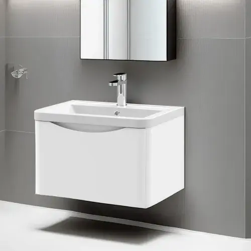 Aalborg 1 Drawer Wall Hung Vanity Unit With Ceramic Basin 600mm Wide - Various Finishes