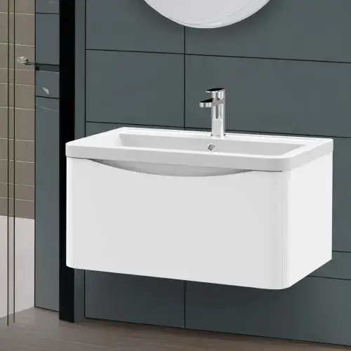 Aalborg 1 Drawer Wall Hung Vanity Unit With Ceramic Basin 800mm Wide - Various Finishes