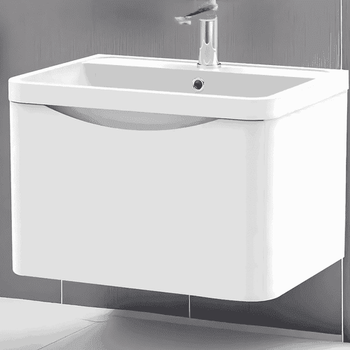 Aalborg 1 Drawer Wall Hung Vanity Unit With Polymarble Basin 600mm Wide - Various Finishes