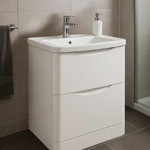 Aalborg 2 Drawer Floorstanding Vanity Unit With Ceramic Basin 600mm Wide - Various Finishes
