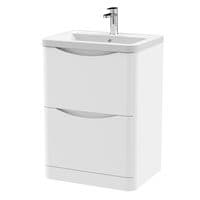 Aalborg 2 Drawer Floorstanding Vanity Unit With Ceramic Basin 600mm Wide - Various Finishes