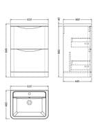Aalborg 2 Drawer Floorstanding Vanity Unit With Ceramic Basin 600mm Wide - Various Finishes