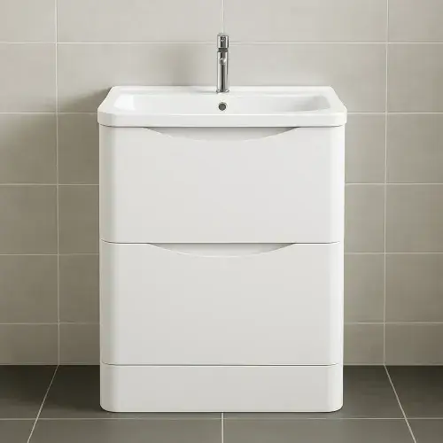 Aalborg 2 Drawer Floorstanding Vanity Unit With Polymarble Basin 600mm Wide - Various Finishes