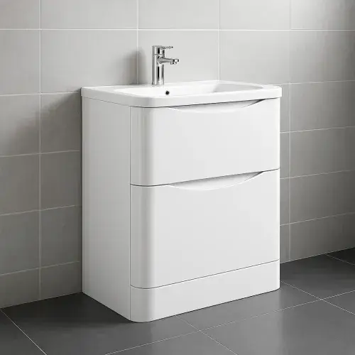 Aalborg 2 Drawer Floorstanding Vanity Unit With Polymarble Basin 800mm Wide - Various Finishes