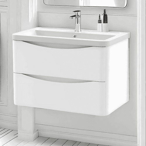 Aalborg 2 Drawer Wall Hung Vanity Unit With Ceramic Basin 800mm Wide - Various Finishes