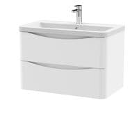 Aalborg 2 Drawer Wall Hung Vanity Unit With Ceramic Basin 800mm Wide - Various Finishes