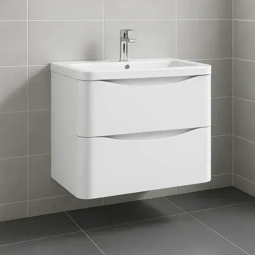 Aalborg 2 Drawer Wall Hung Vanity Unit With Polymarble Basin 800mm Wide - Various Finishes